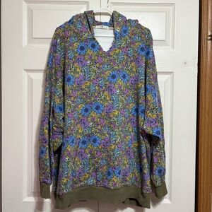 NATURAL LIFE Floral Hoodie - Purple, Blue, Green